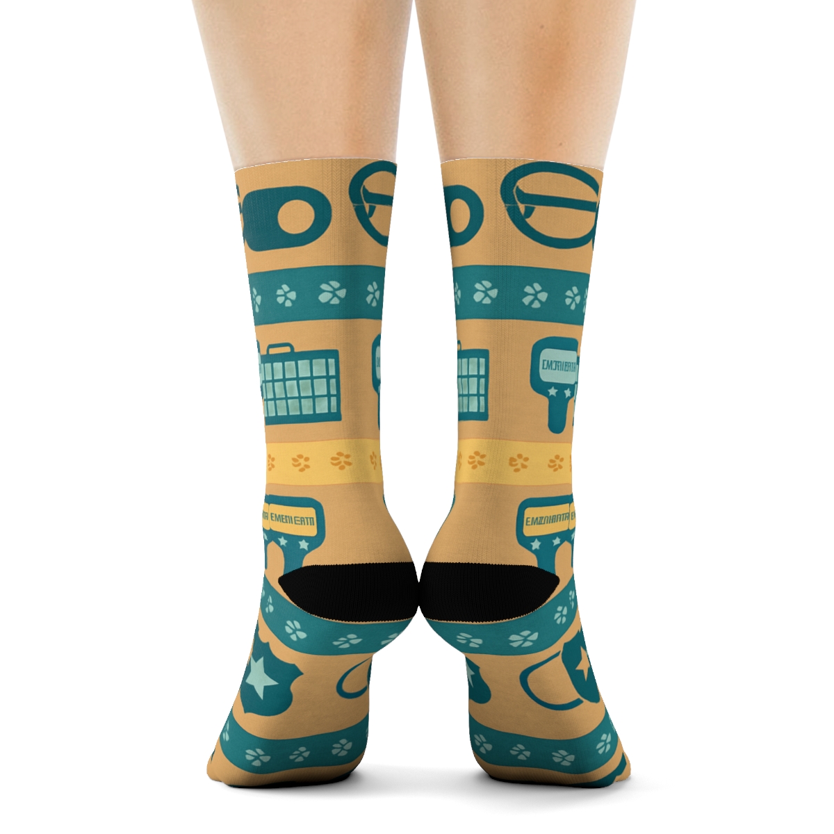 Rescue Icons With Animal Control Officer Motifs Stripe soft everyday crew socks