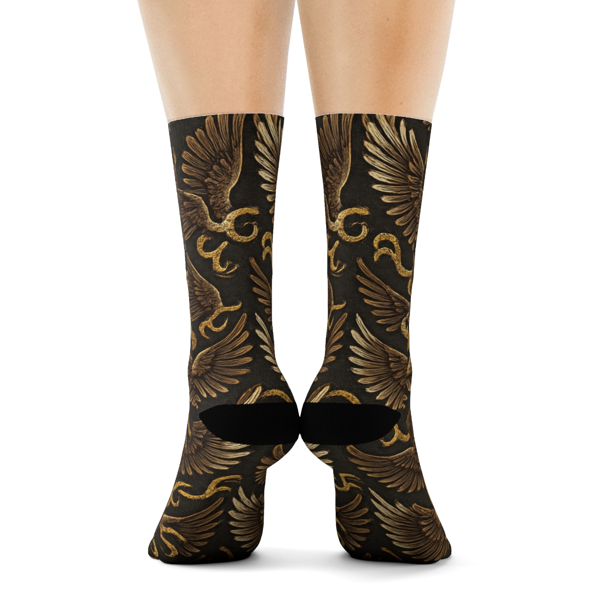 Regal Eagle Wing Span Radial Rosettes On Charcoal Background custom crew socks