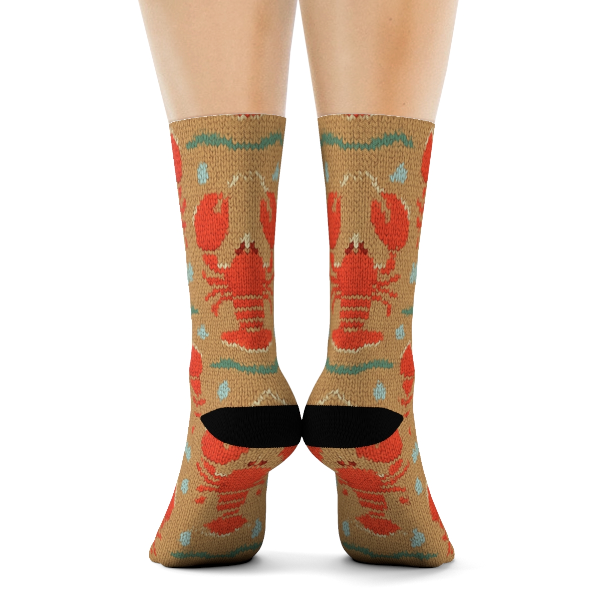 Knitted Lobster Quilt Illusion Tiles custom crew socks