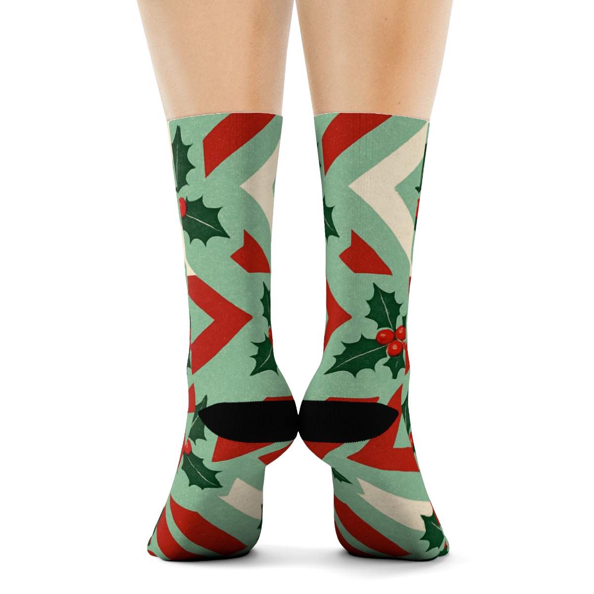 Candy Cane Chevron Christmas premium sports crew socks