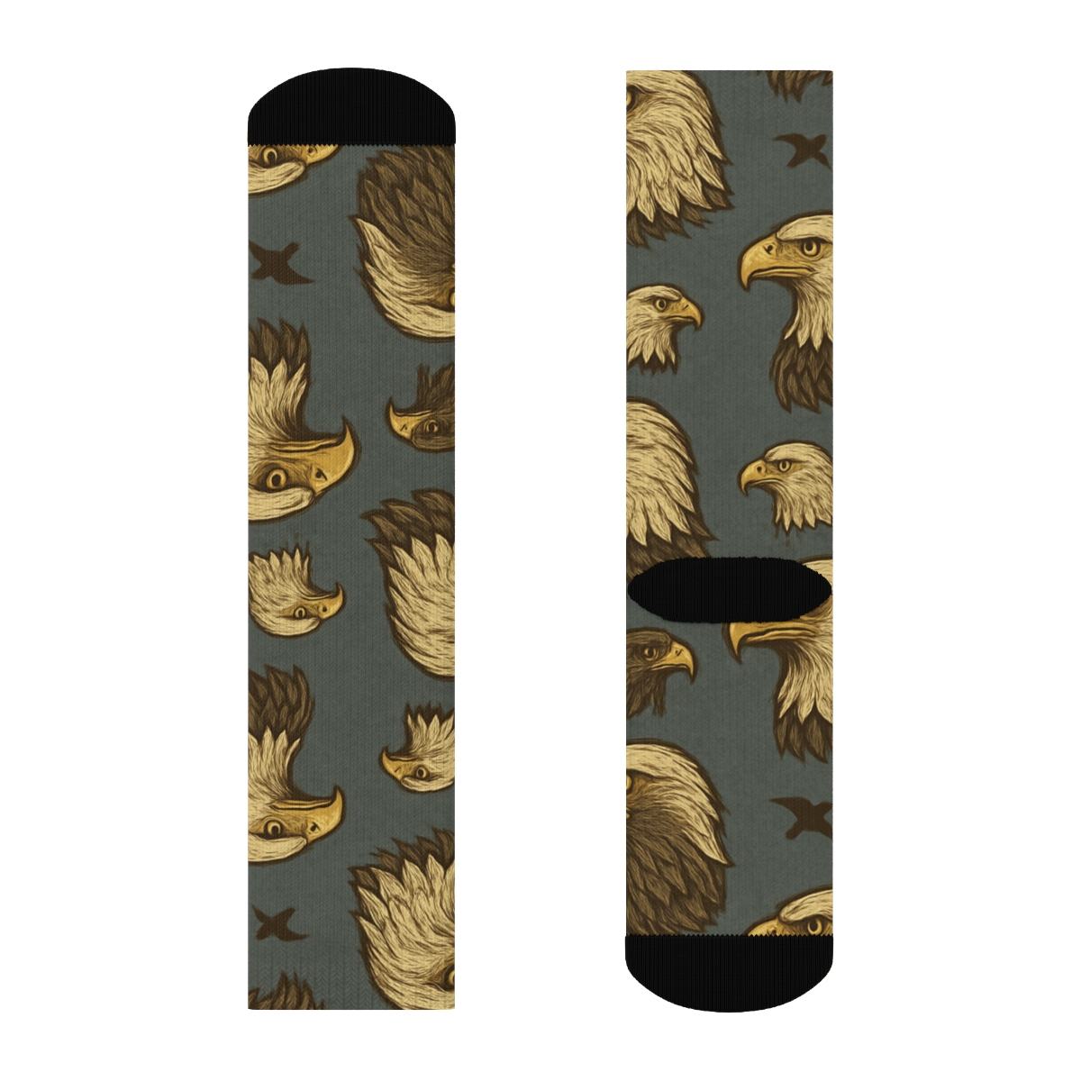 Eagle Crest Grid On Slate Background comfortable cotton crew socks