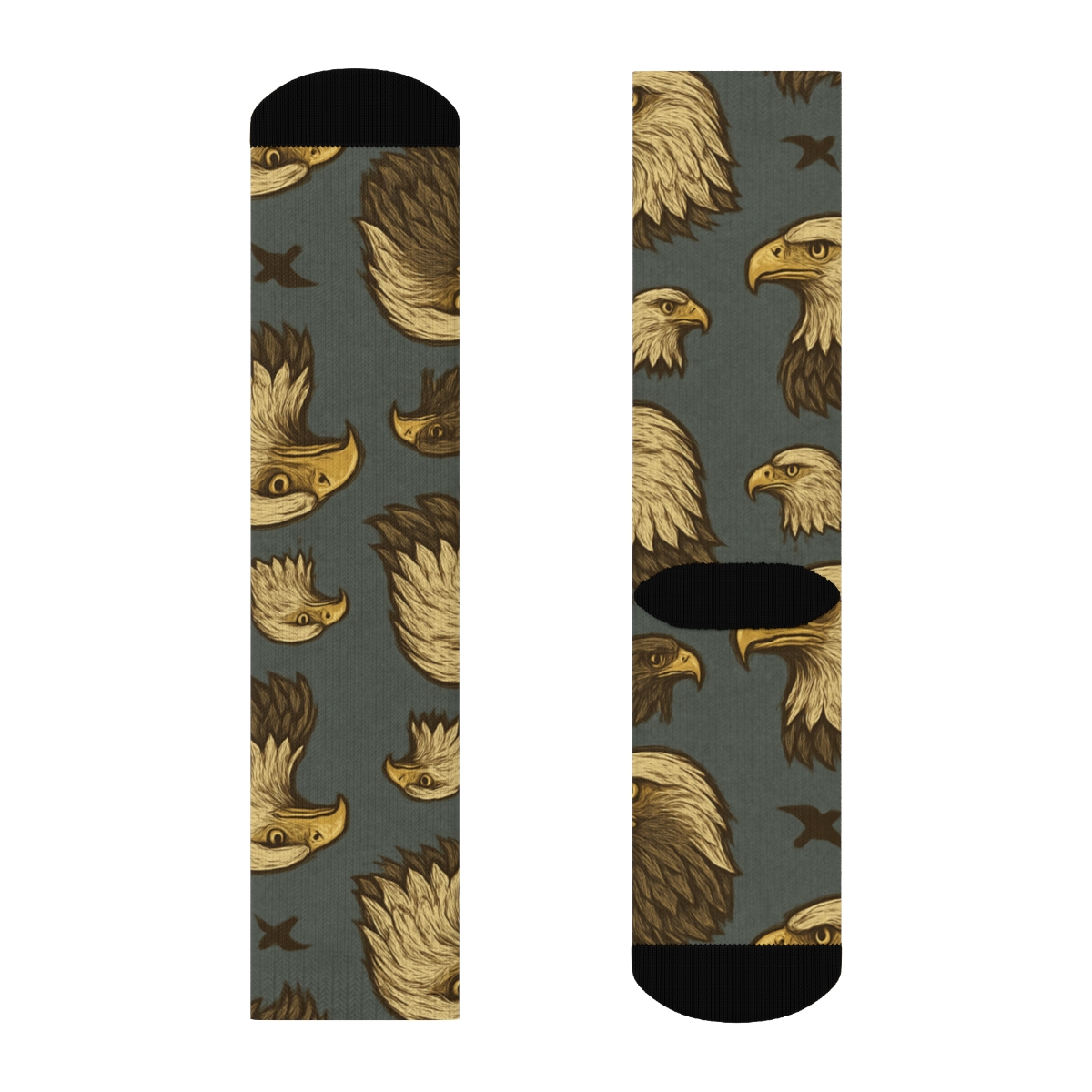 Eagle Crest Grid On Slate Background comfortable cotton crew socks