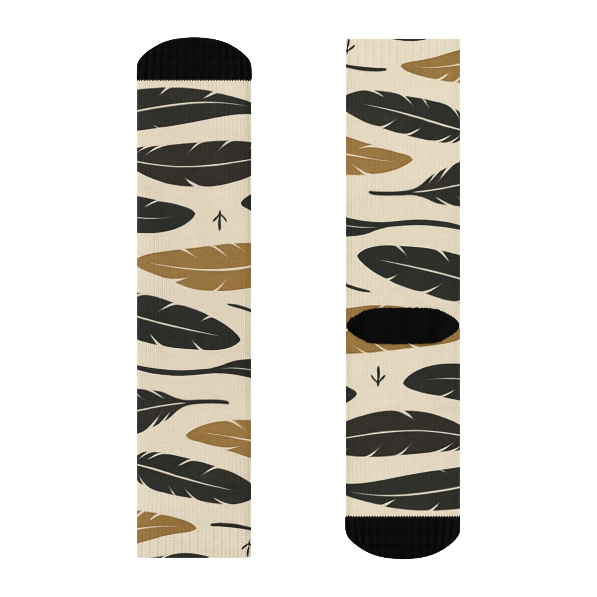 Eagle Feather Ridge Lines On Beige Background custom crew socks