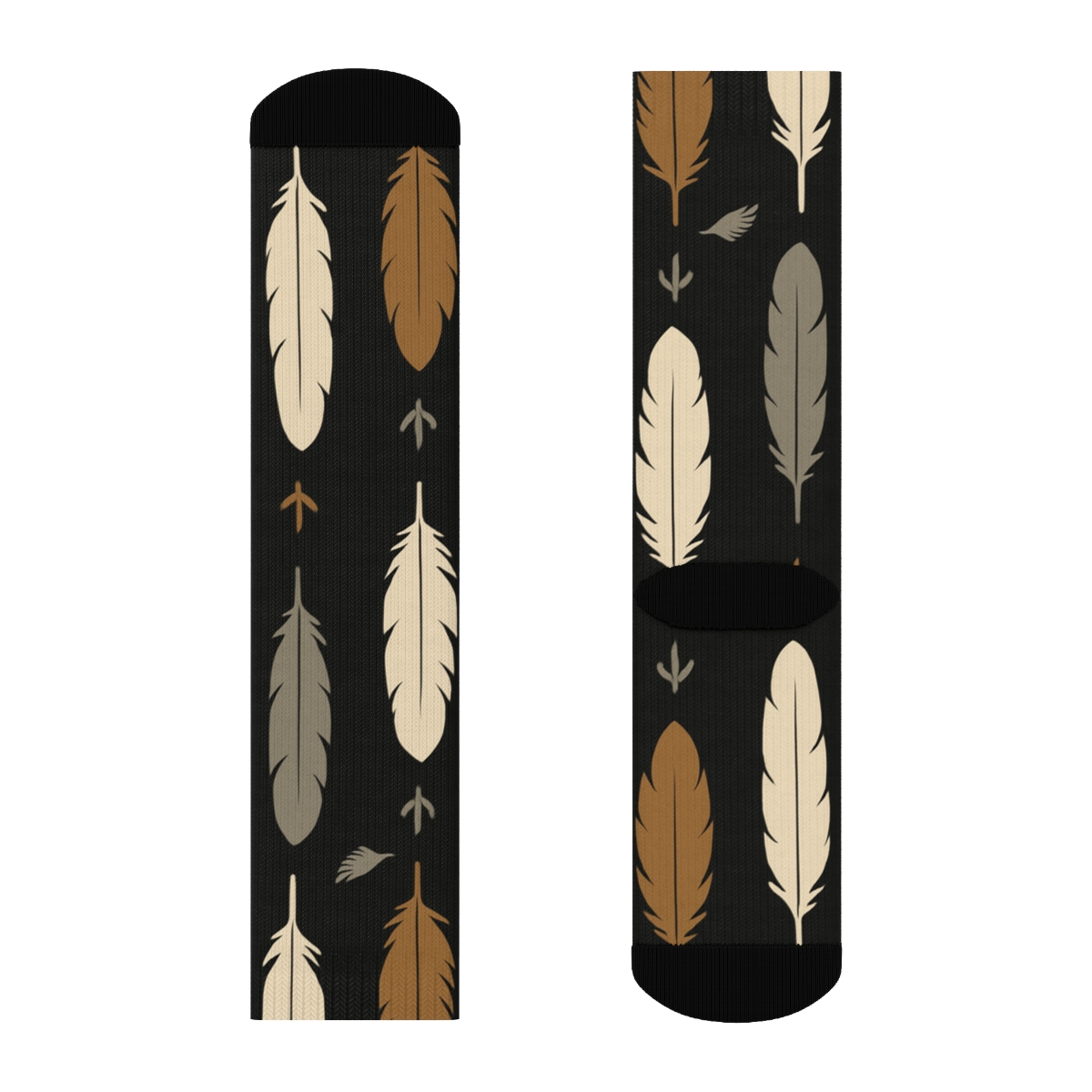 Eagle Feather Stripe Cadence On Black Background custom crew socks