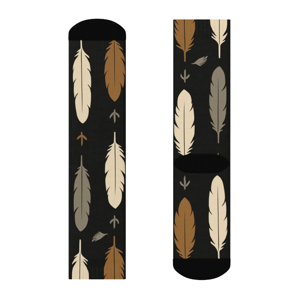 Eagle Feather Stripe Cadence On Black Background custom crew socks