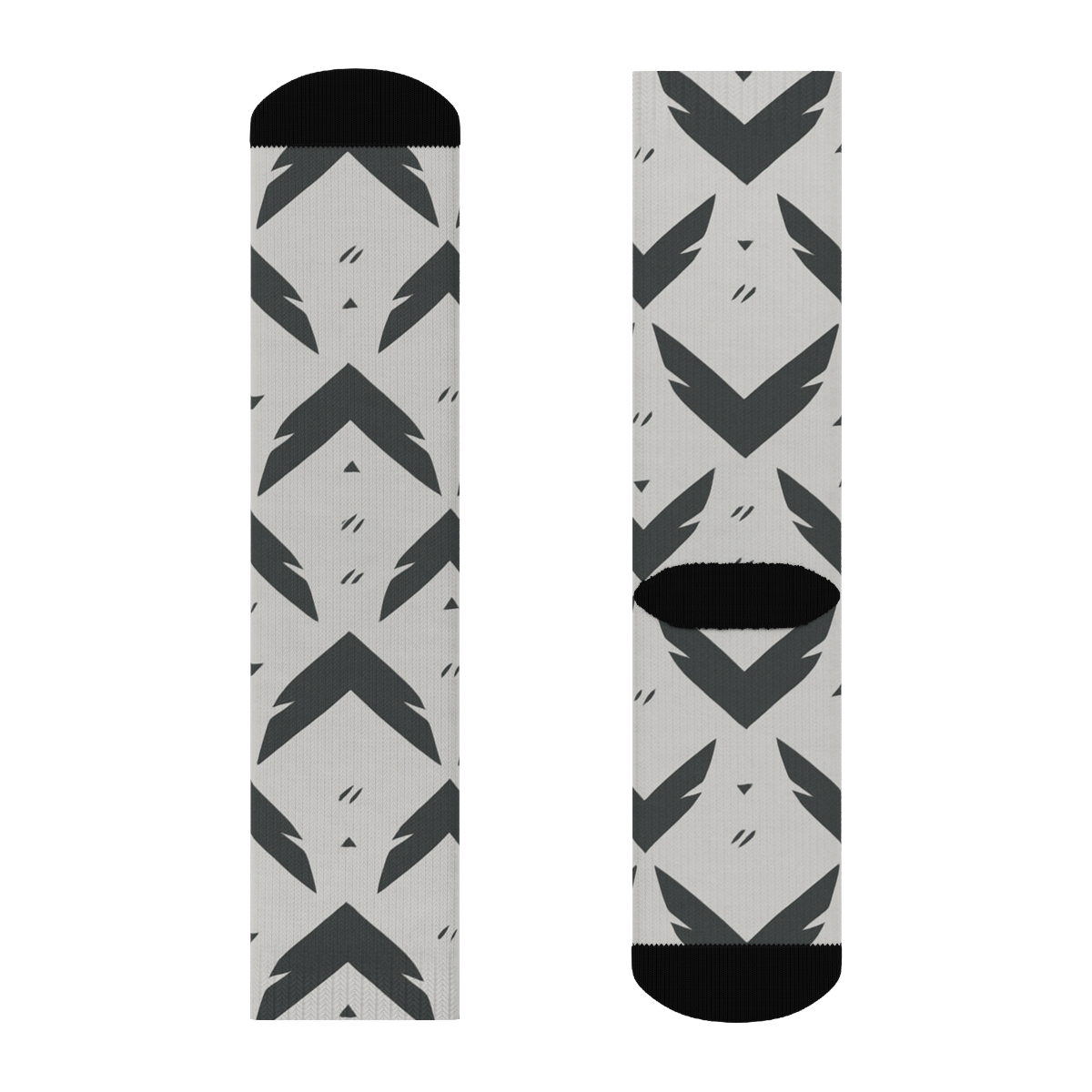 Eagle Wing Chevron On Light Gray Field trendy patterned crew socks