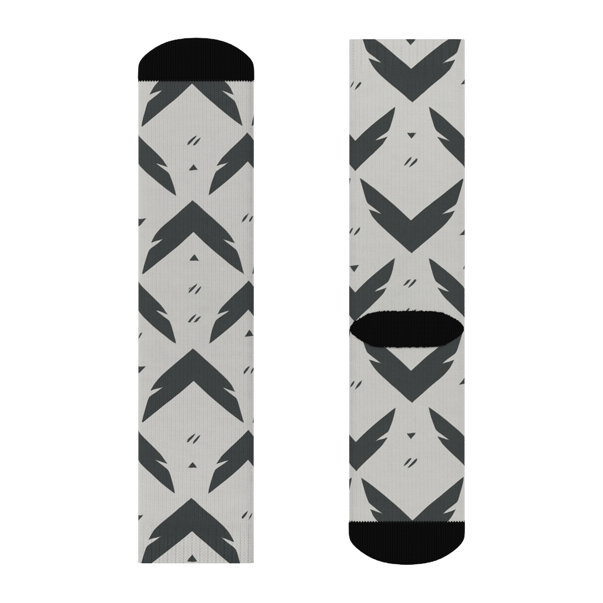 Eagle Wing Chevron On Light Gray Field trendy patterned crew socks