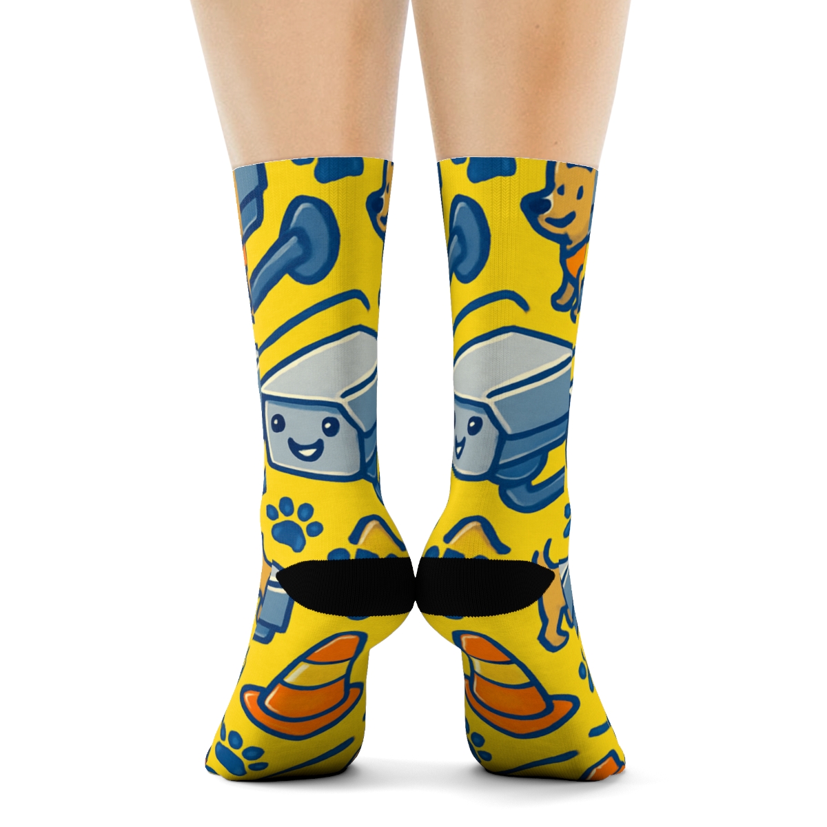 Playful Security Guard Camera And Cone Tilework premium sports crew socks