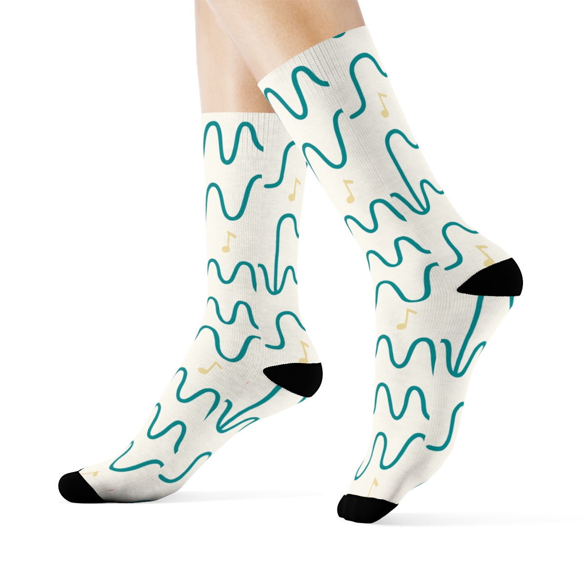 Sound Wave Lattice With Guitar Icons premium sports crew socks