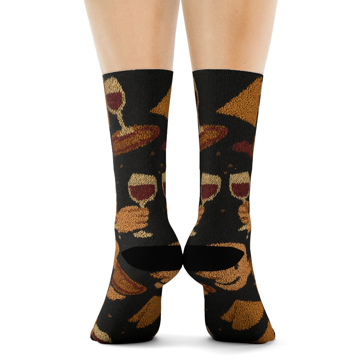 Waiter Tray Parade Knit Illusion unique graphic crew socks