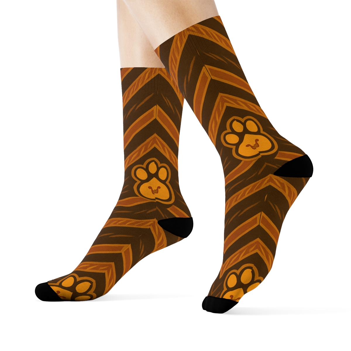 Savanna Chevron With Lion Paw Rhythm unique graphic crew socks