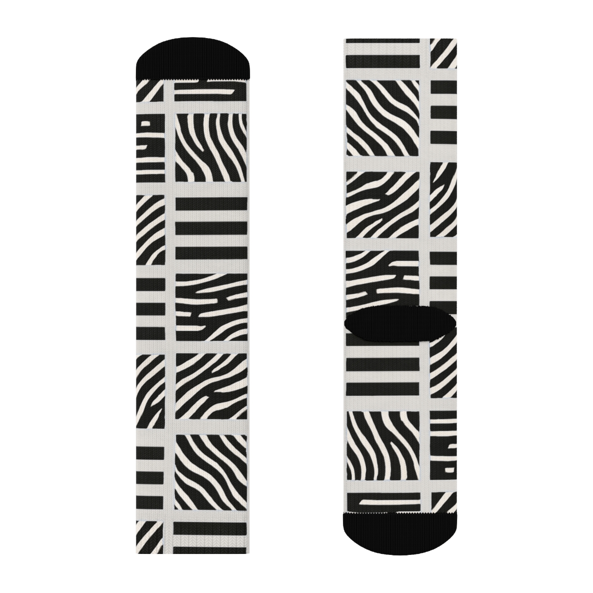 Teal Inlay Zebra Crossing Stripe Tiles soft everyday crew socks