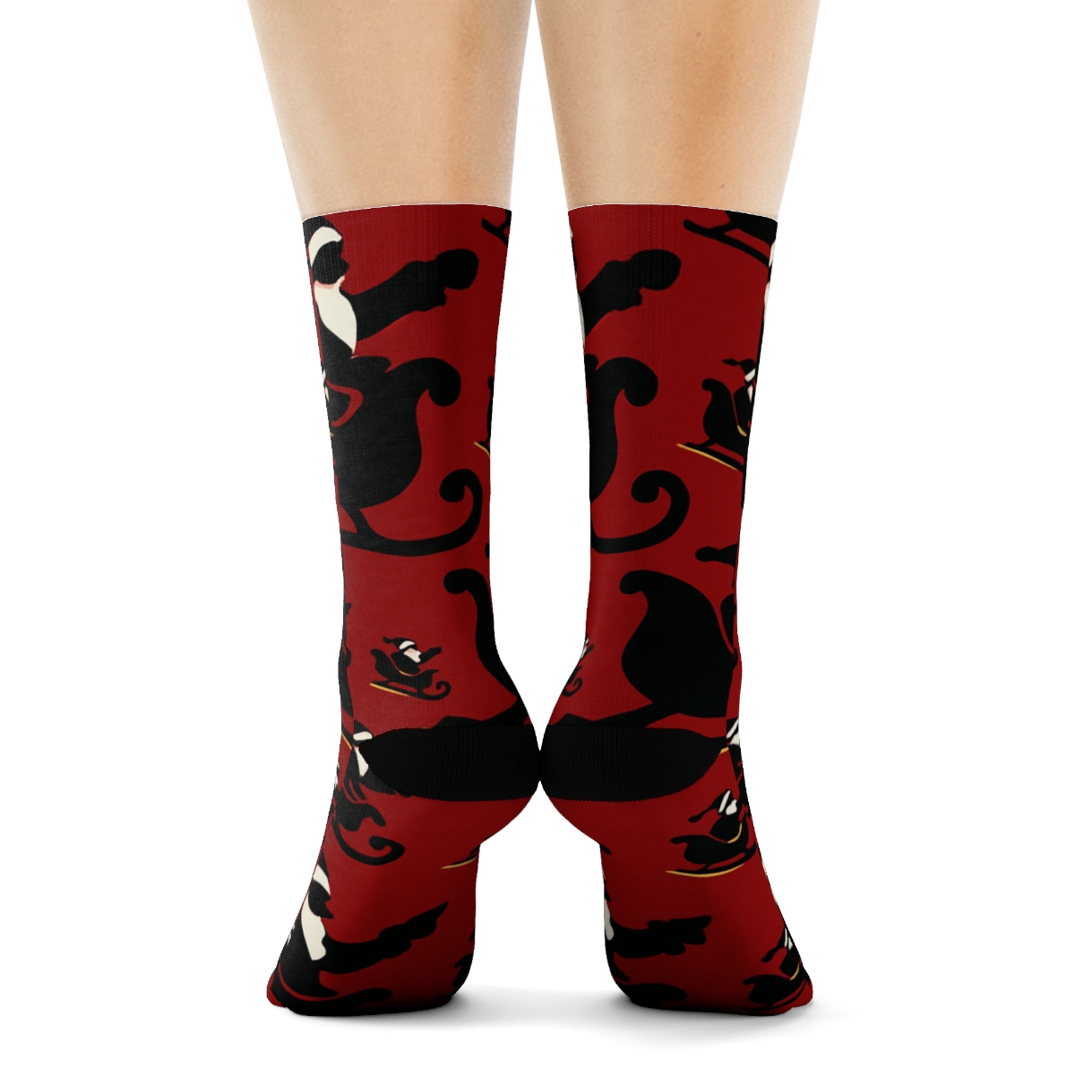 Flying Sleigh Santa Array stylish athletic crew socks