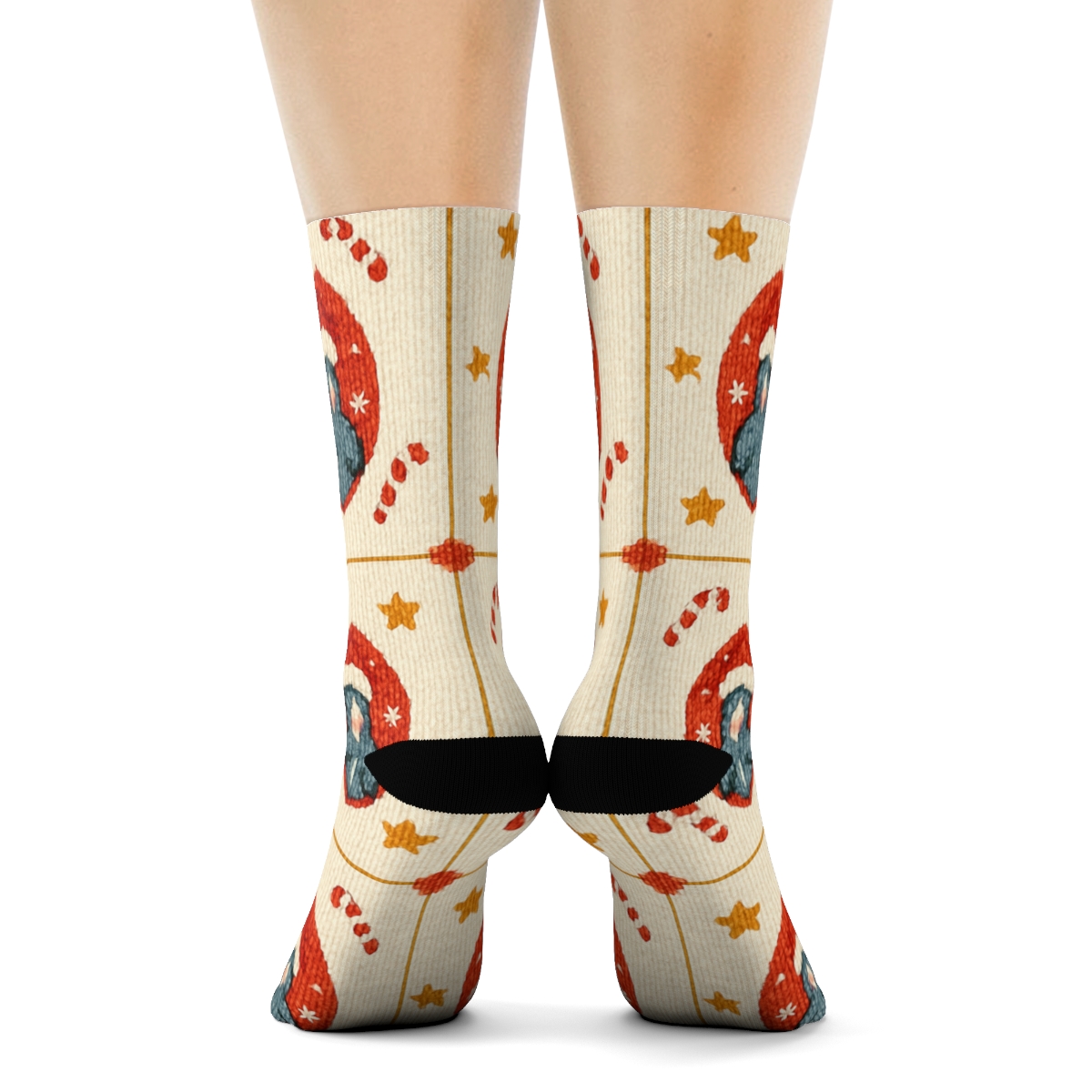 Penguin Ornament Grid trendy patterned crew socks