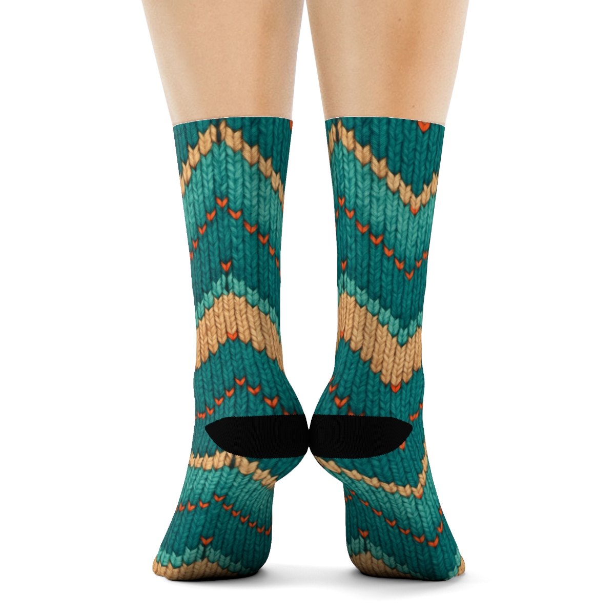 Fish Scale Chevron Knit Illusion soft everyday crew socks