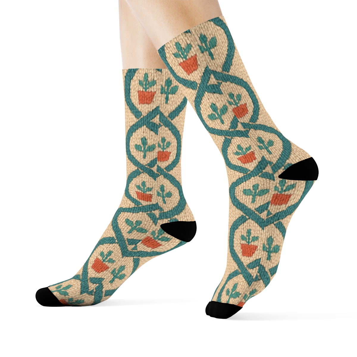 Office Manager Paperclip Garden Knit Illusion trendy patterned crew socks