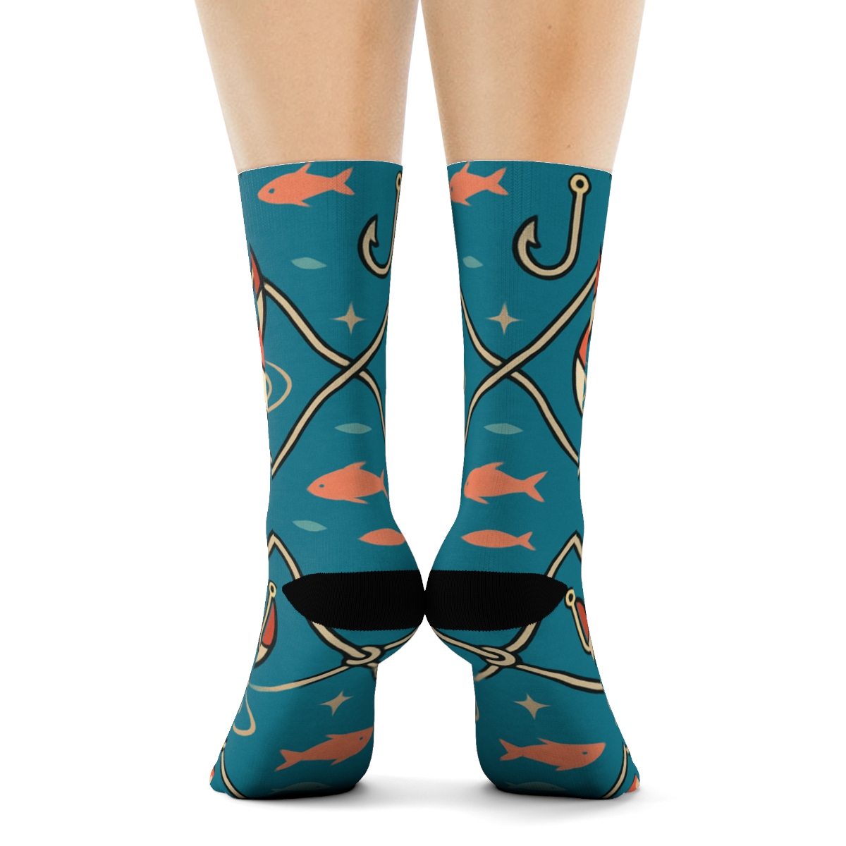 River Ripple Lattice With Fisher Bobbers custom crew socks