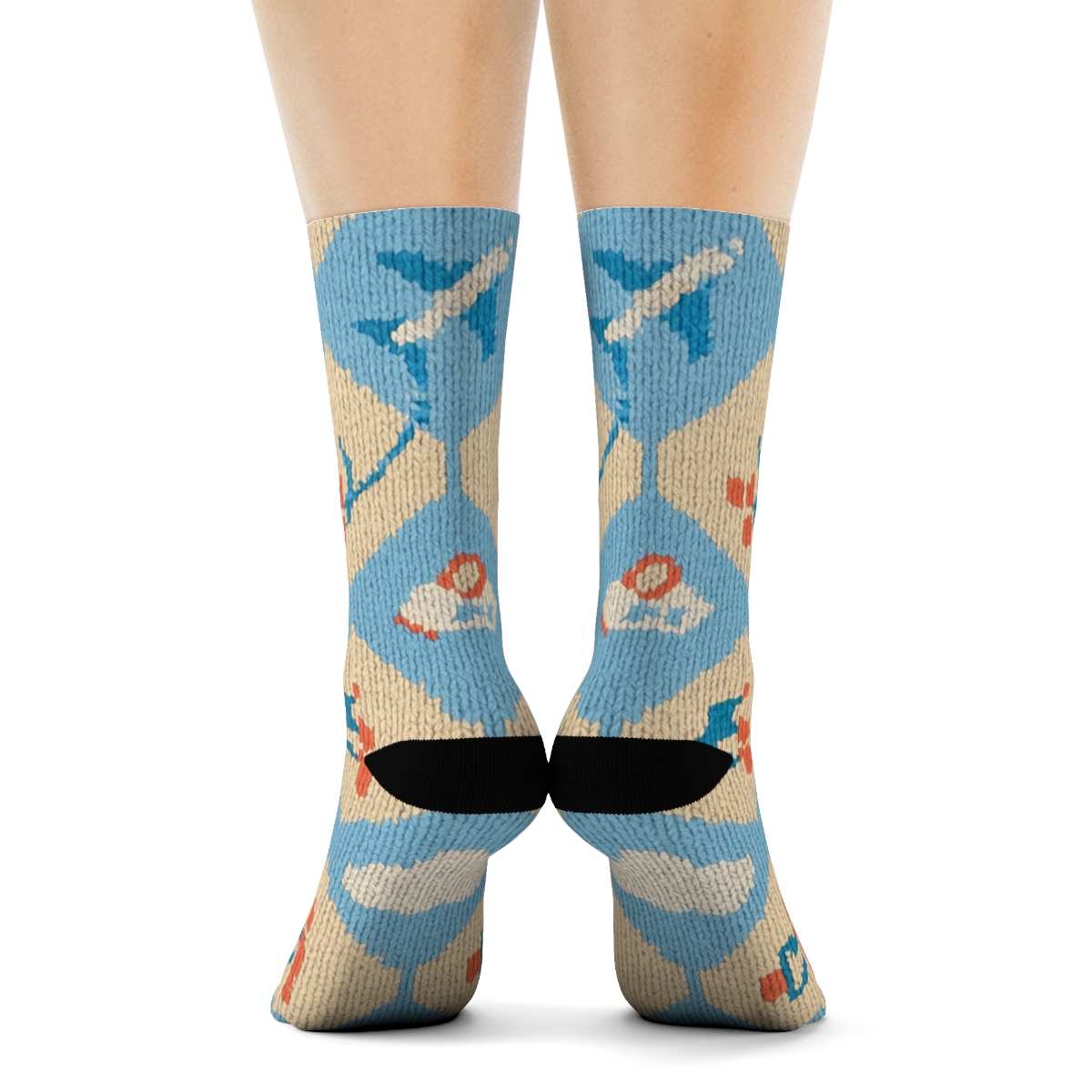 Cloudscape Wrap Pattern, Flight Attendant personalized crew socks