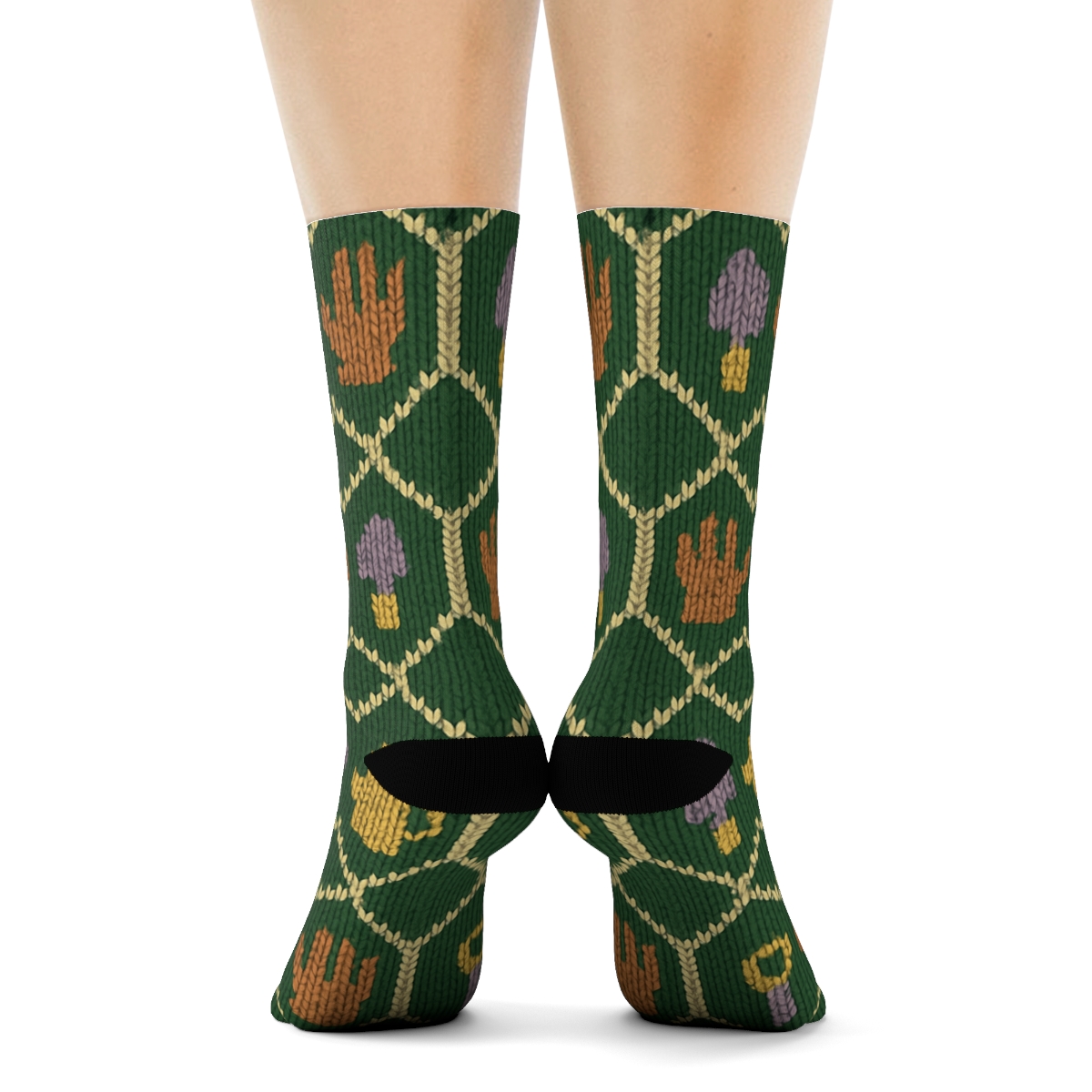 Knitted Trellis Gardener Pattern Illusion custom crew socks