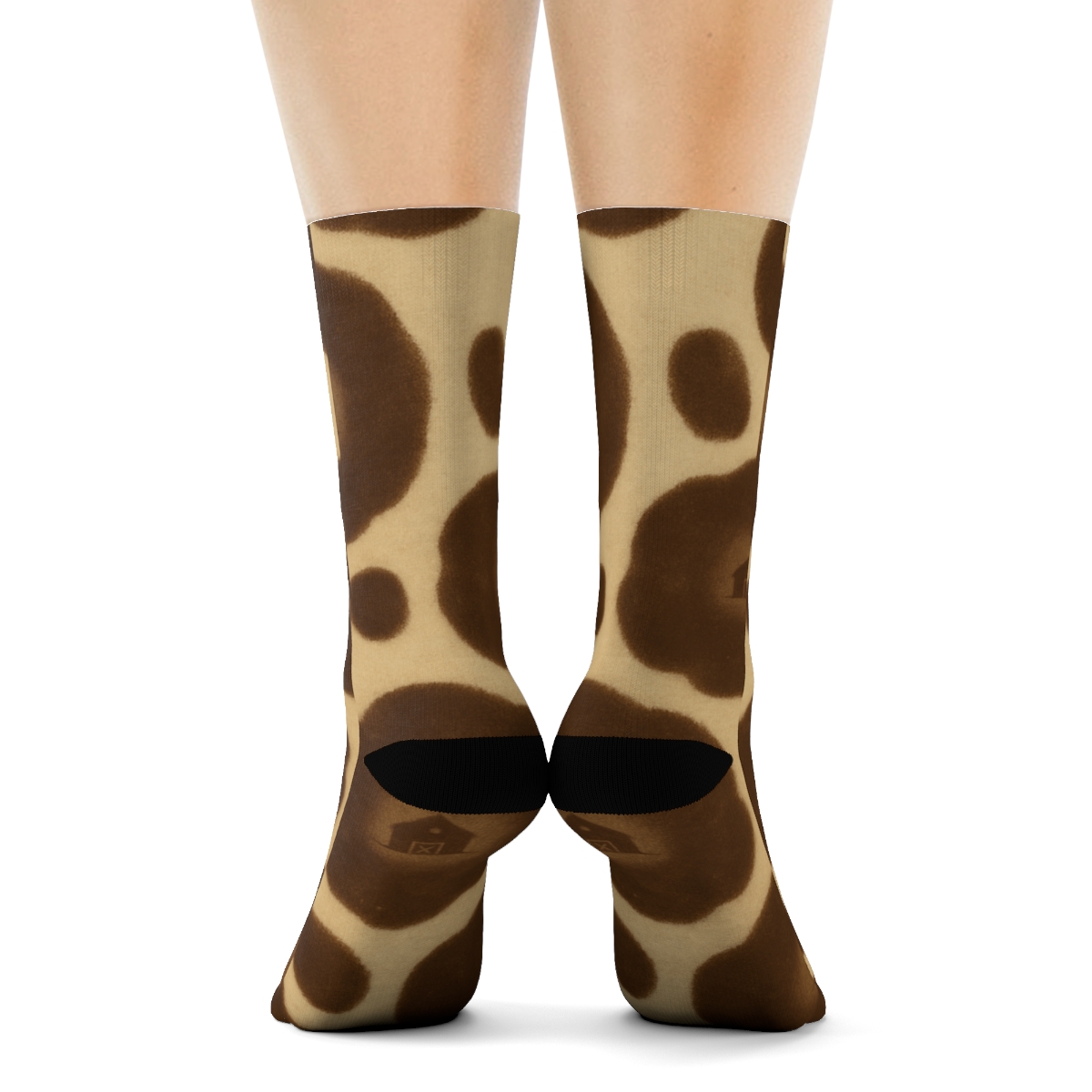 Sepia Barn Shadow Cow Spot Medallions trendy patterned crew socks