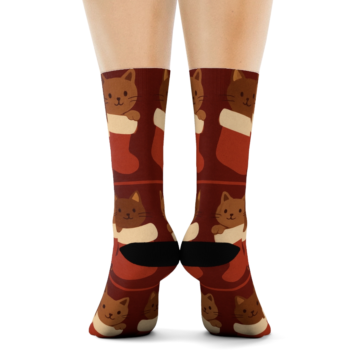 Ginger Cat Stocking Progression Holiday designer printed crew socks