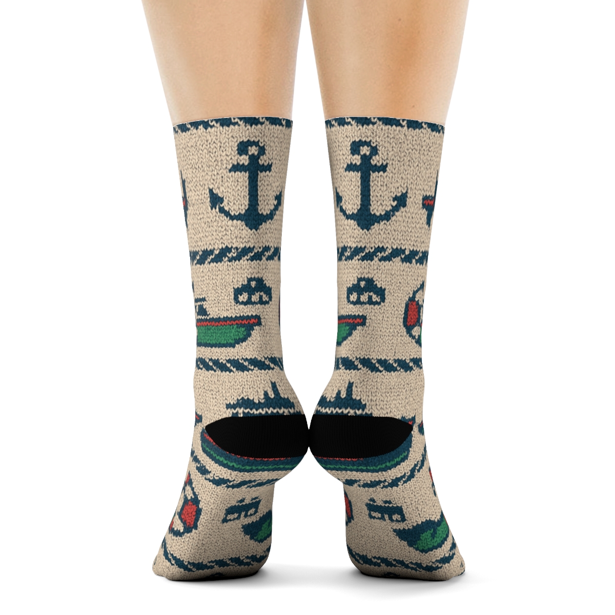 Knitted Coast Guard Officer Rope Band Tessellation comfortable cotton crew socks