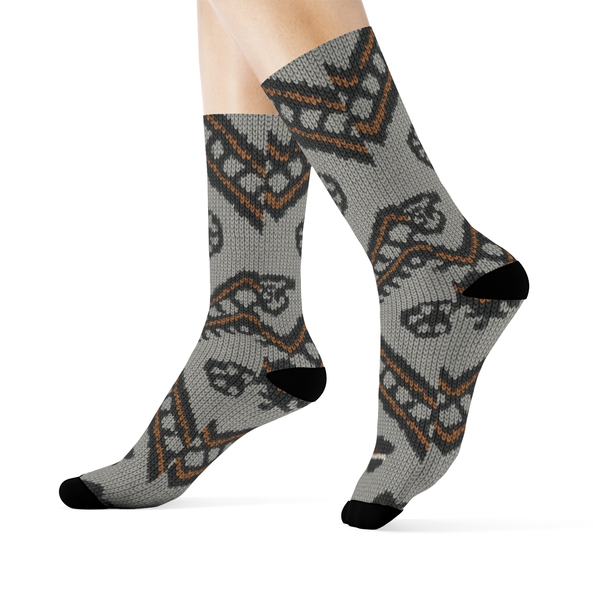 Train Conductor Chevron Track Knit Illusion custom crew socks