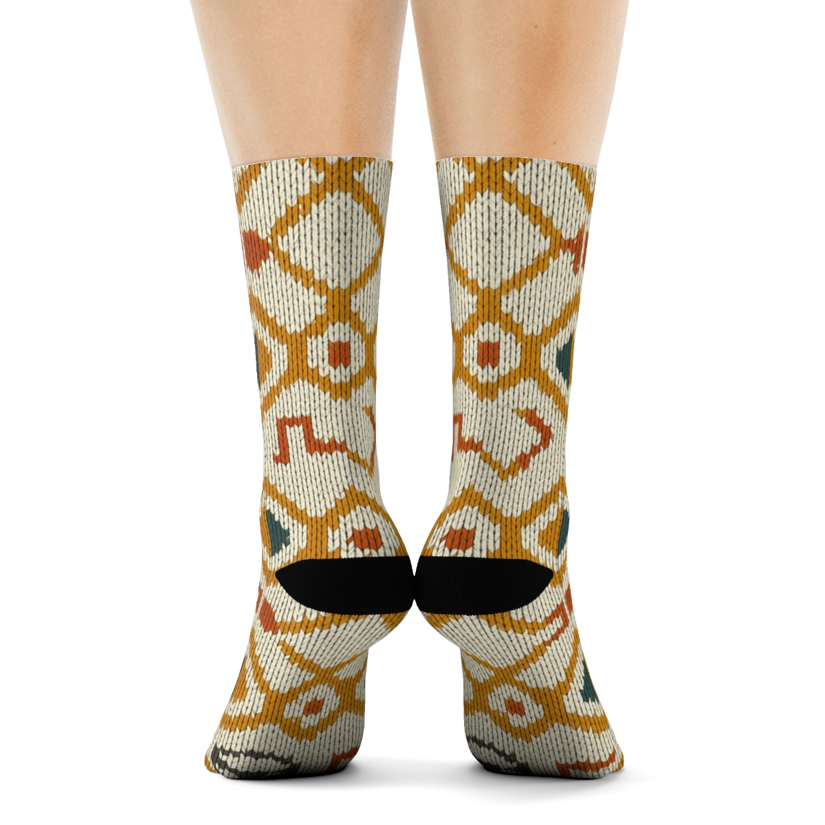 Bus Driver Knit Illusion Seat Lattice designer printed crew socks