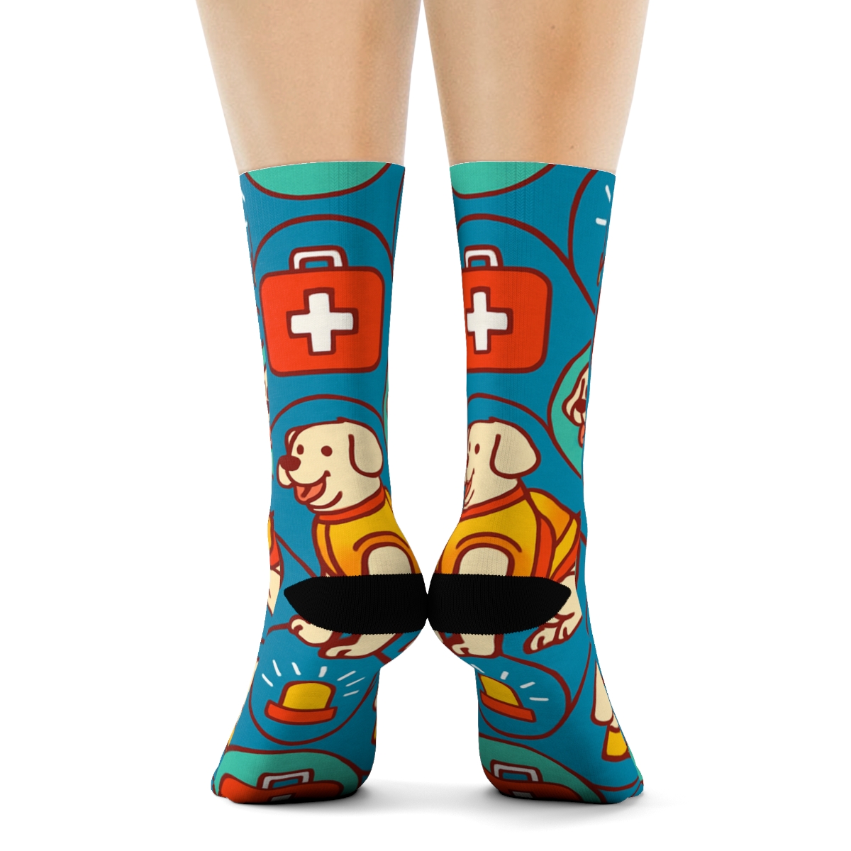 Rescue Dog Chevron With Search And Rescue Worker Patch Icons premium sports crew socks