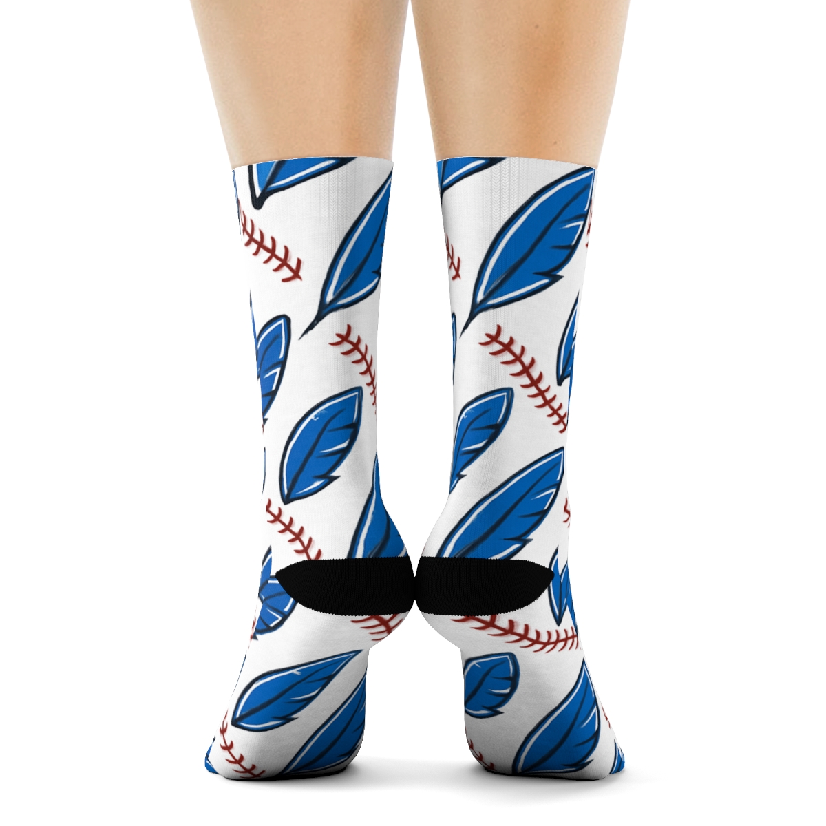 Feather Grid With Blue Jays Energy comfortable cotton crew socks