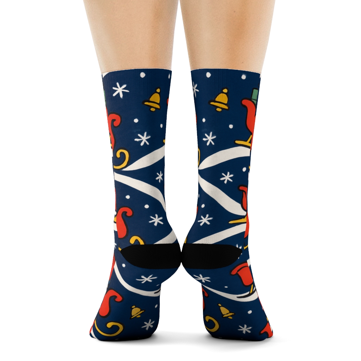 Sleigh Parade On Midnight Hills Pattern trendy patterned crew socks
