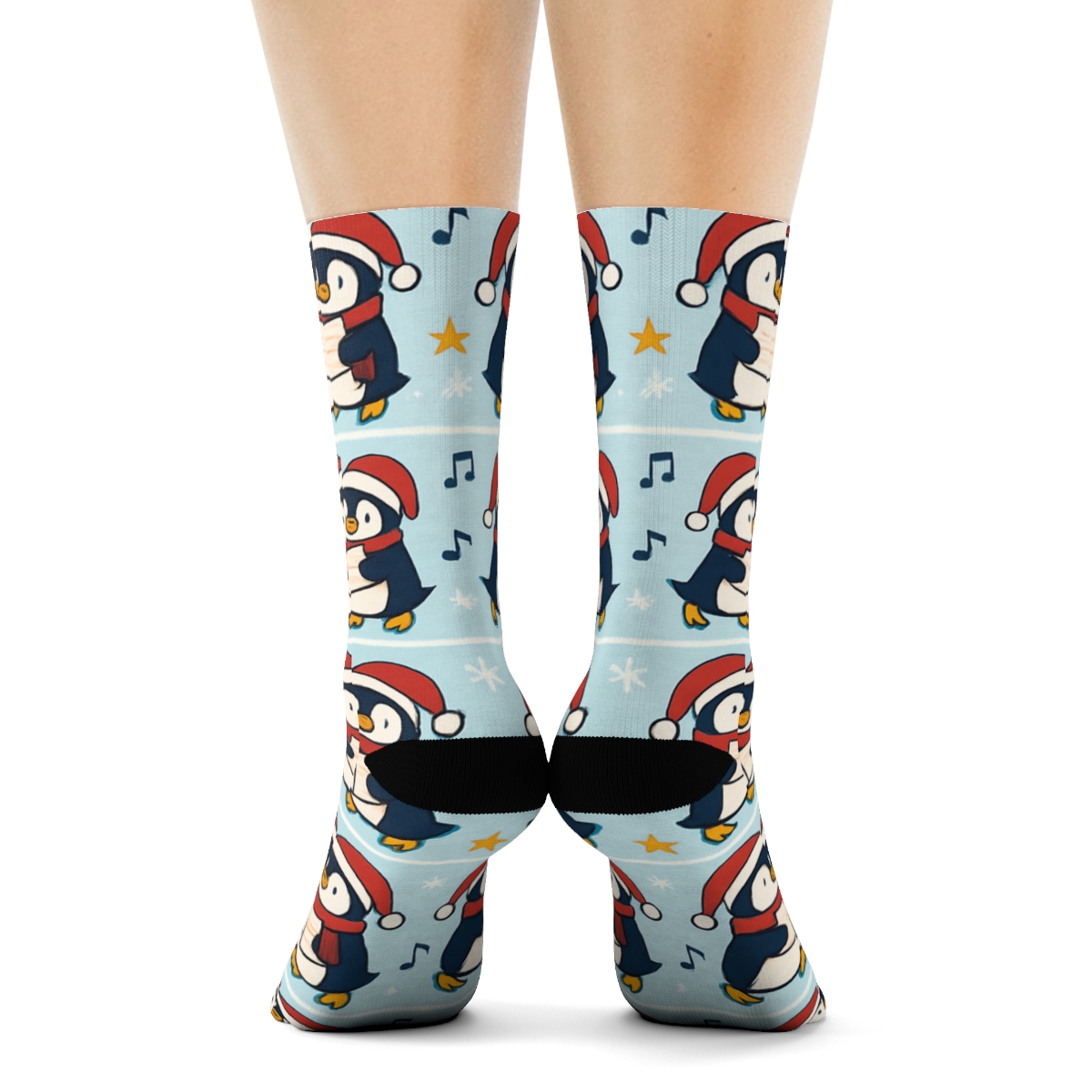 Penguin Caroler Stripe March stylish athletic crew socks