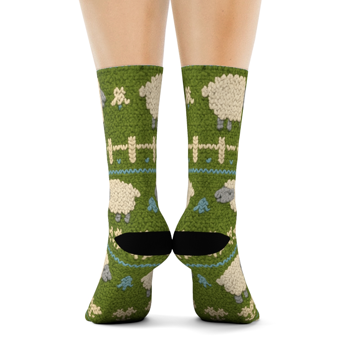 Knitted Illusion Rolling Hills Sheep Pattern Bands stylish athletic crew socks