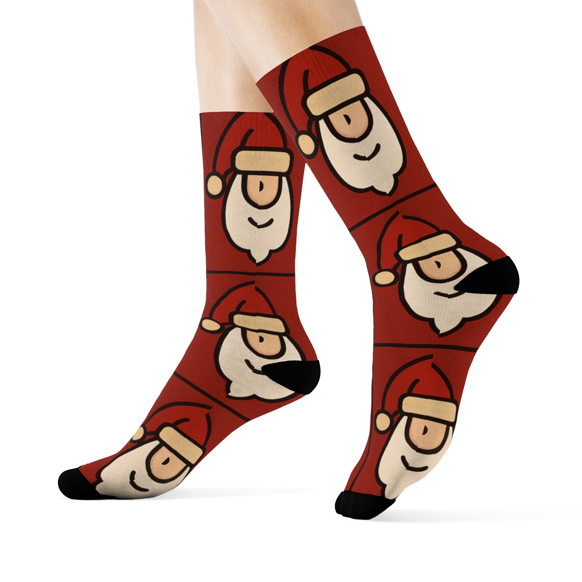 Beard-Bordered Santa-Centric Grid premium sports crew socks