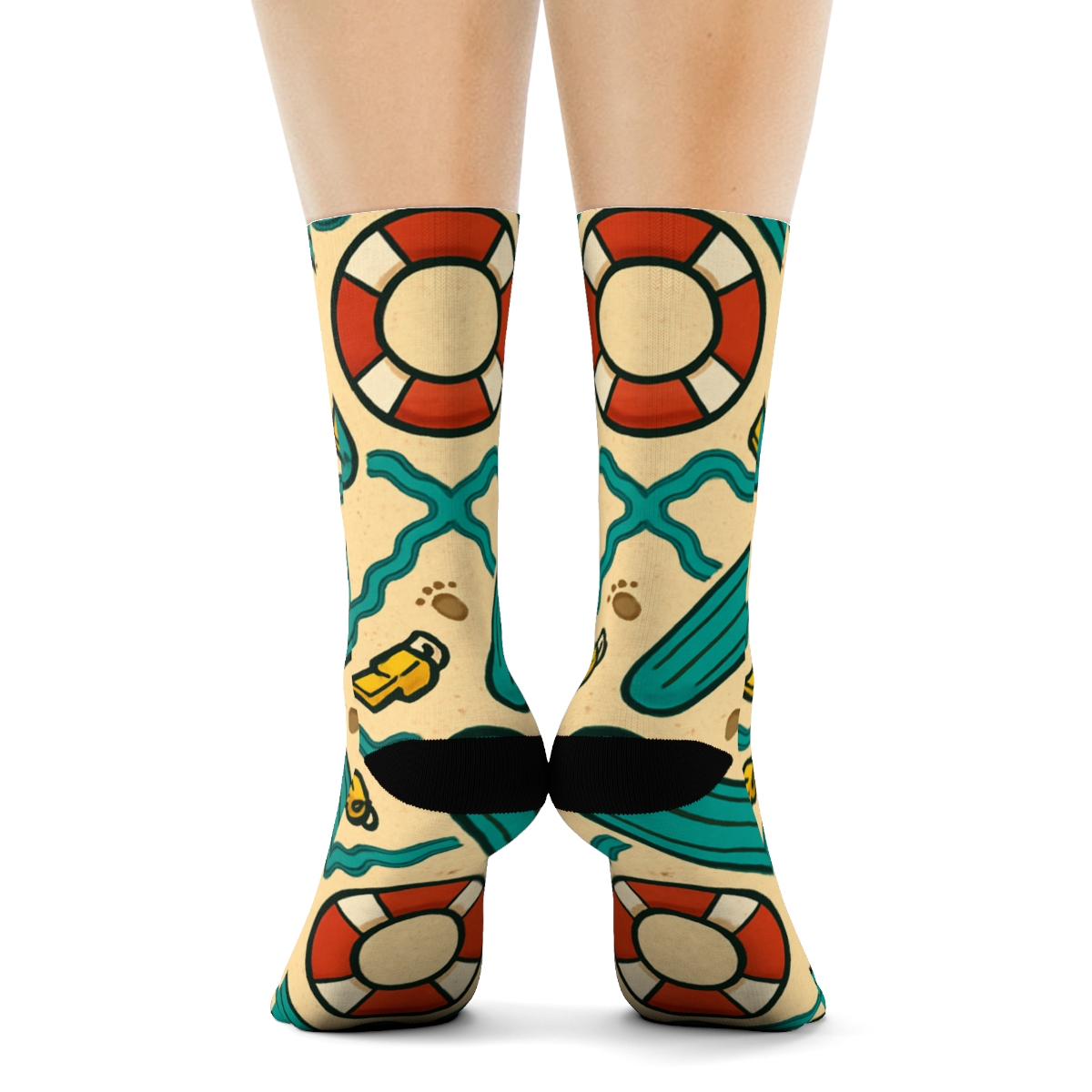 Rescue Ring Lattice With Lifeguard Icons premium sports crew socks