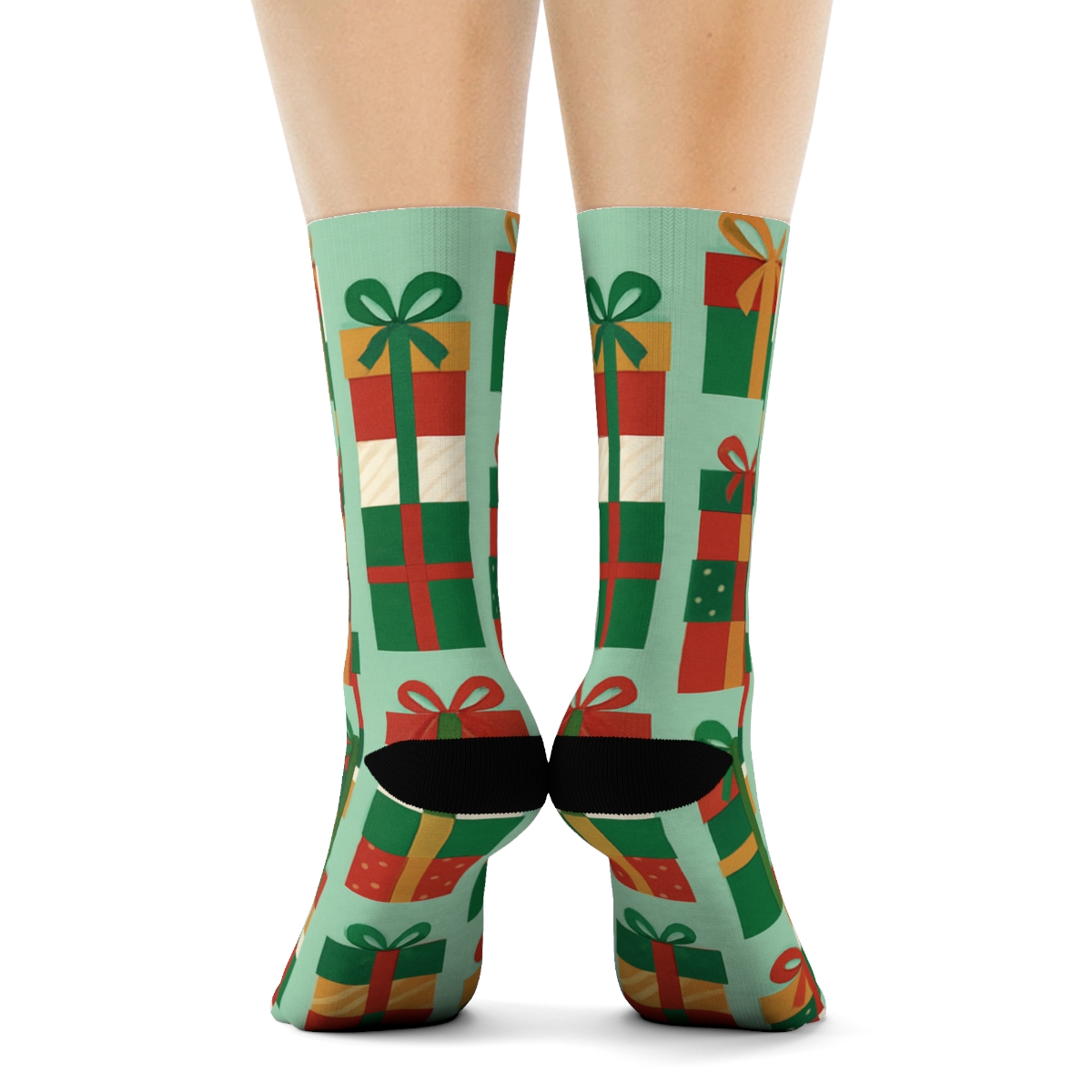 Gift Stack Towers With Xmas Ribbons custom crew socks