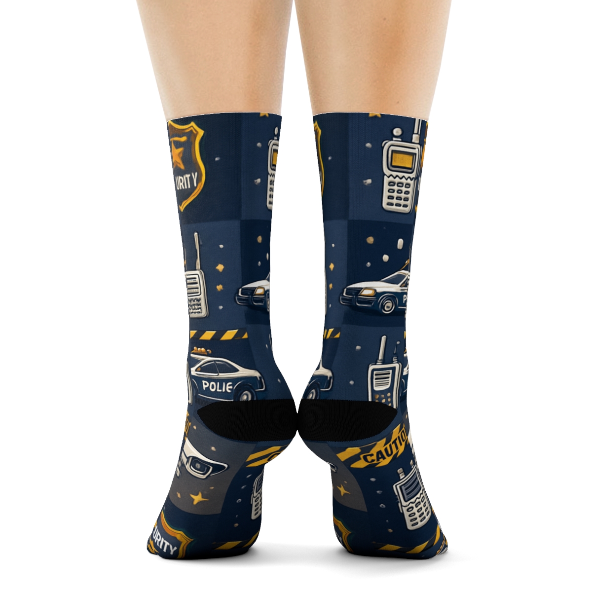 Checkerboard Patrol Collage For Security Guard trendy patterned crew socks