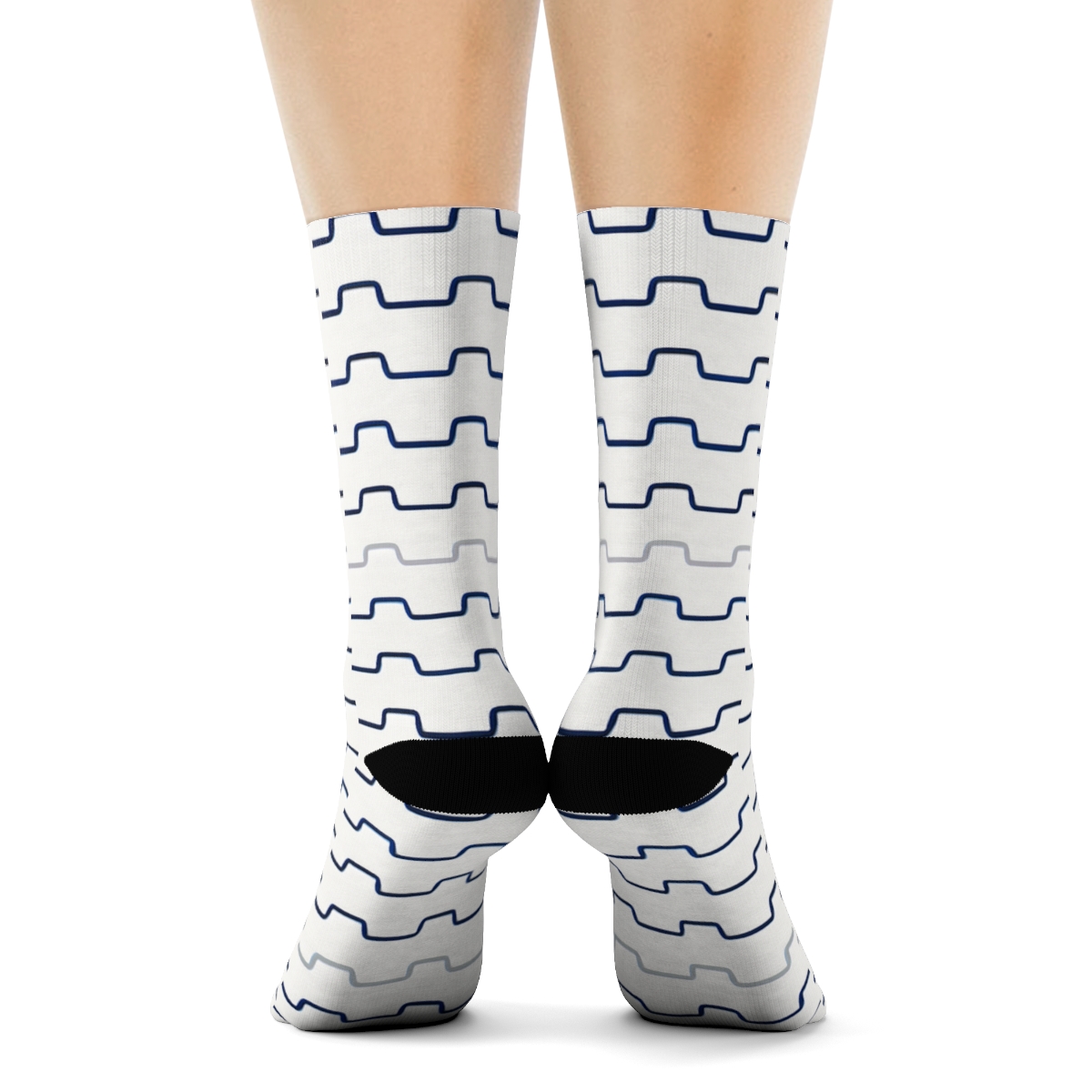 Thin Wave Step Bands trendy patterned crew socks