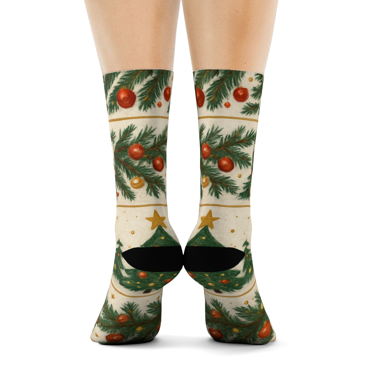 Starlit Gift Wrap Pattern Christmas Tree Edition personalized crew socks