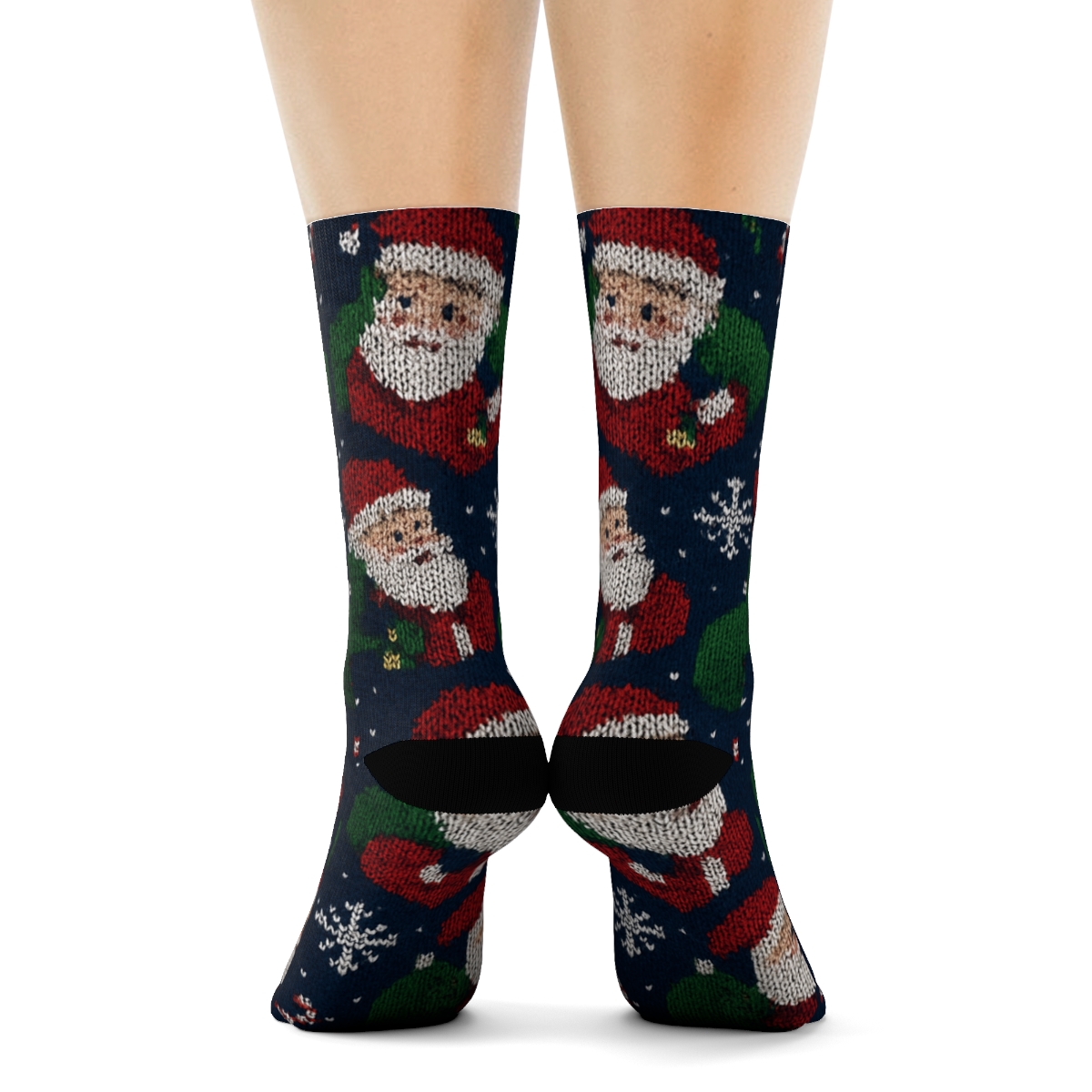 Knit Illusion Toy Sack Santa Claus Tiling designer printed crew socks