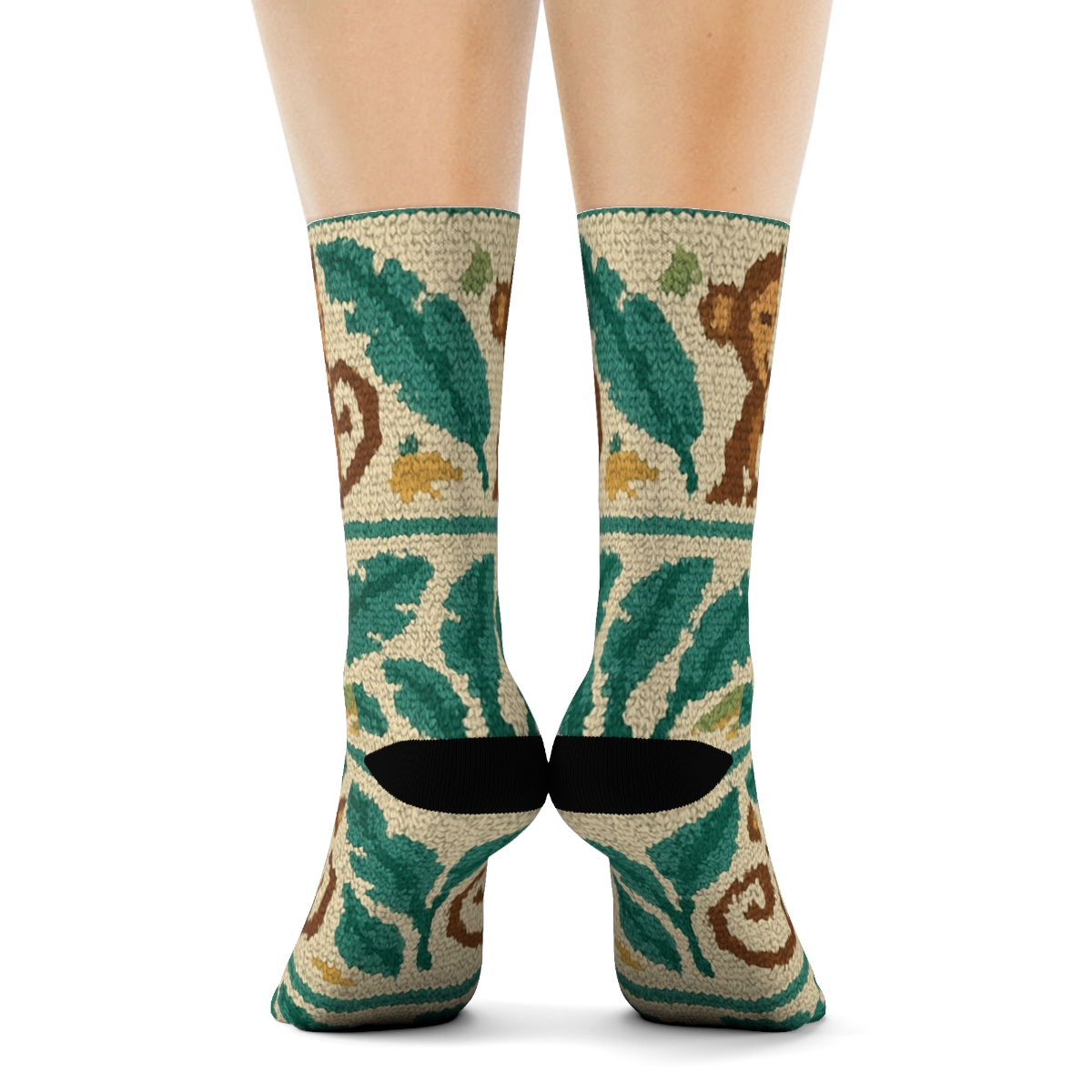 Knitted Illusion Monkey Vine Bands unique graphic crew socks