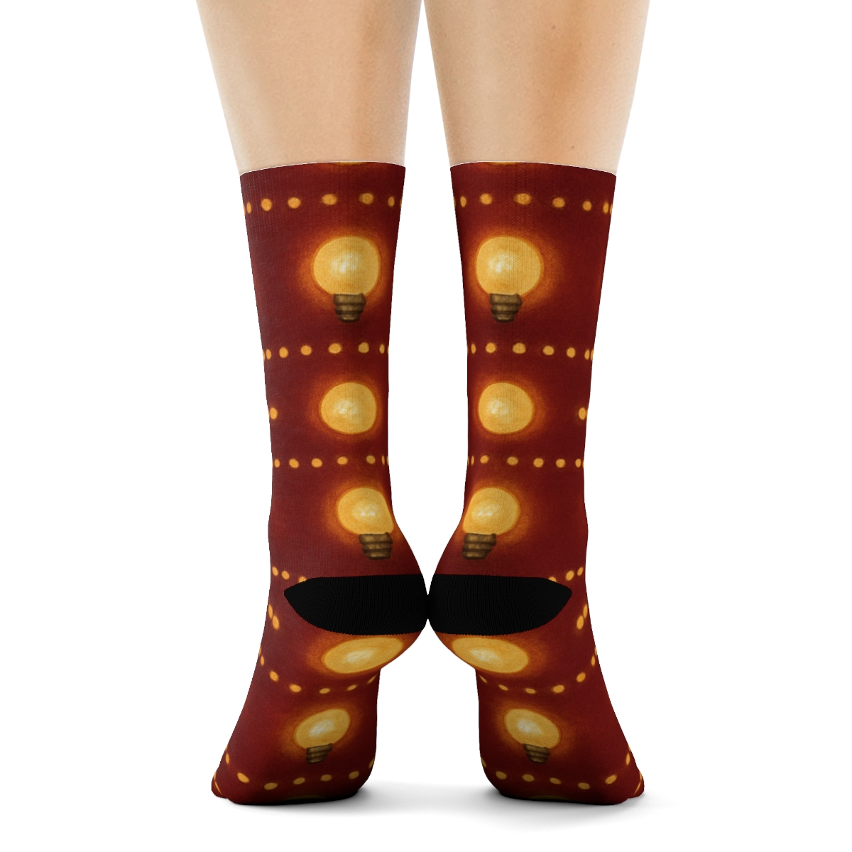 Gold Halo Globe Lights Border Bands premium sports crew socks