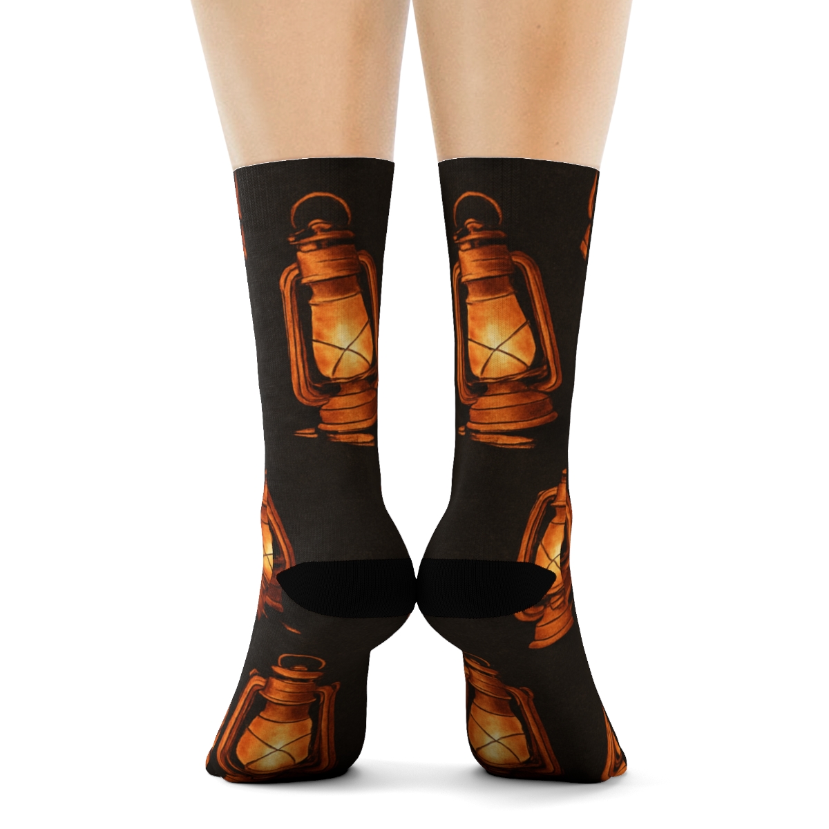 Copper Frame Motifs With Lantern Glow trendy patterned crew socks