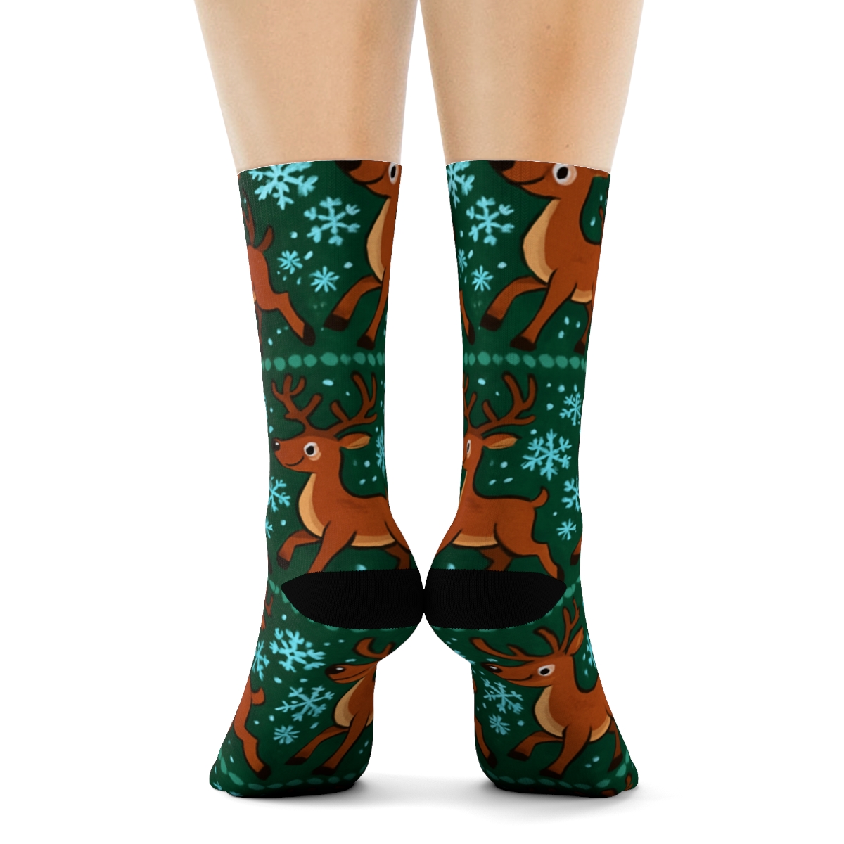 Aurora Trail Reindeer Tessellation custom crew socks
