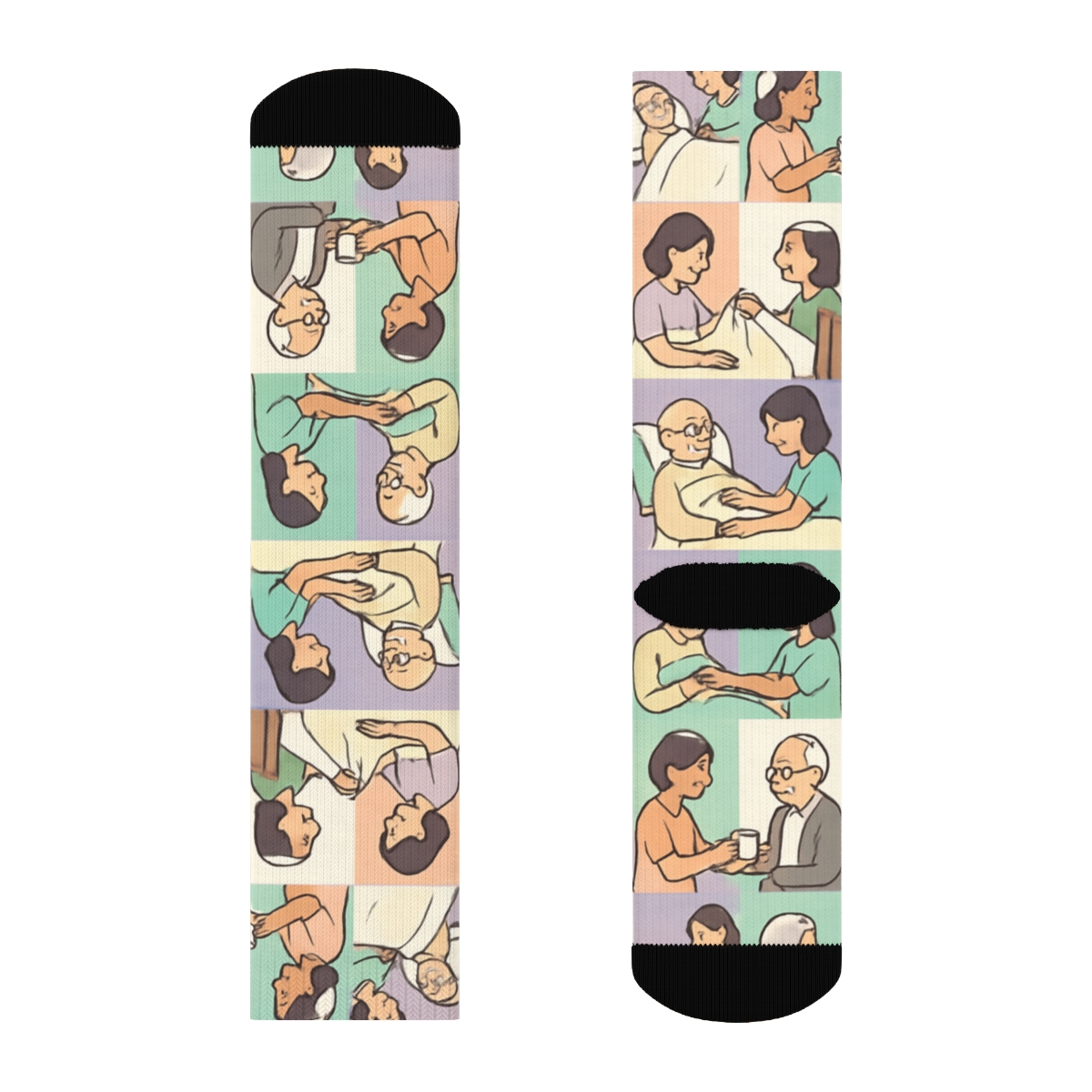 Elderly Care Worker Patchwork Hearts Grid custom crew socks