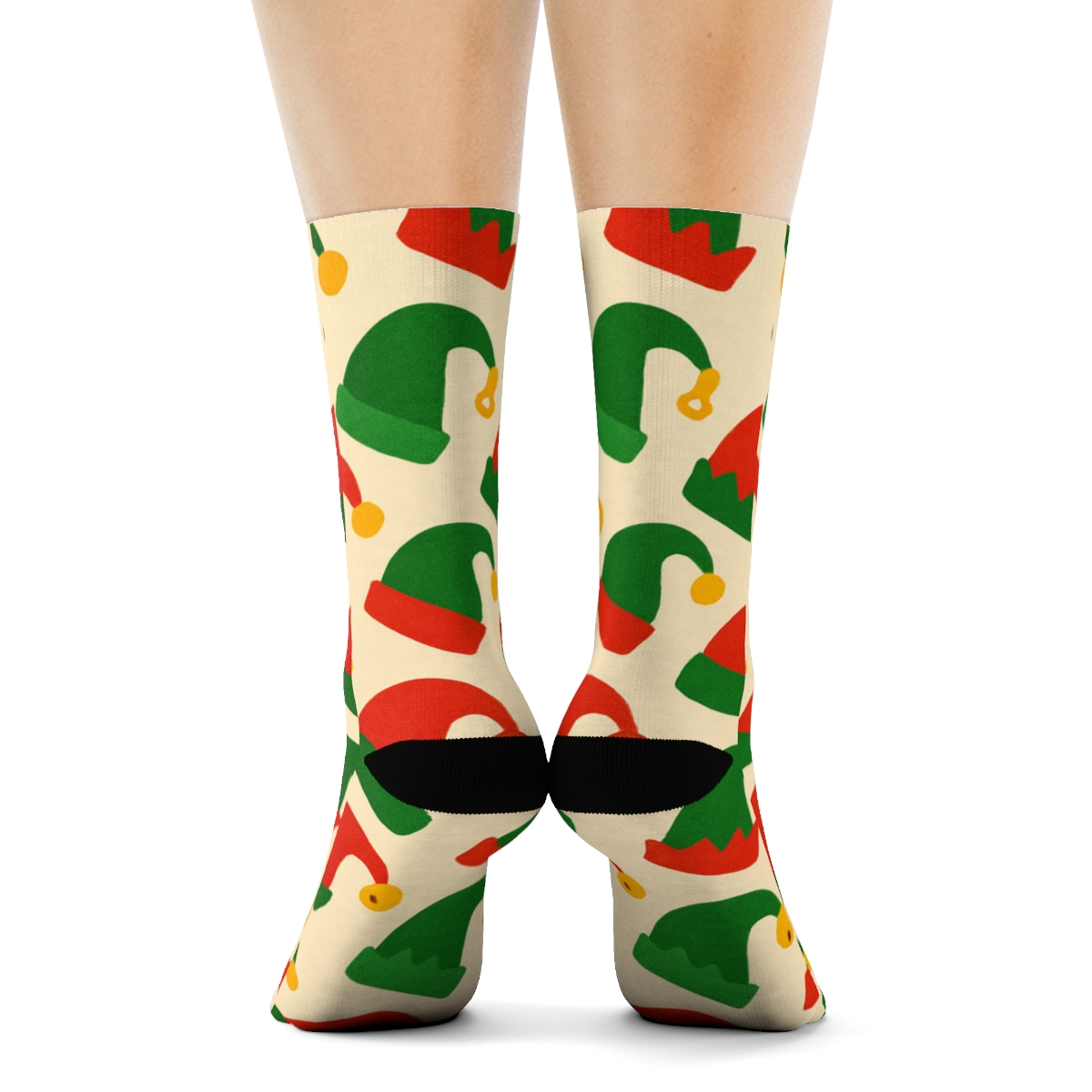 Elf Hat Diagonal Array Holiday soft everyday crew socks