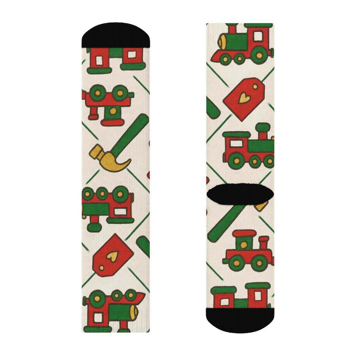 Elf Workshop Tools, Holiday Lattice Repeat stylish athletic crew socks