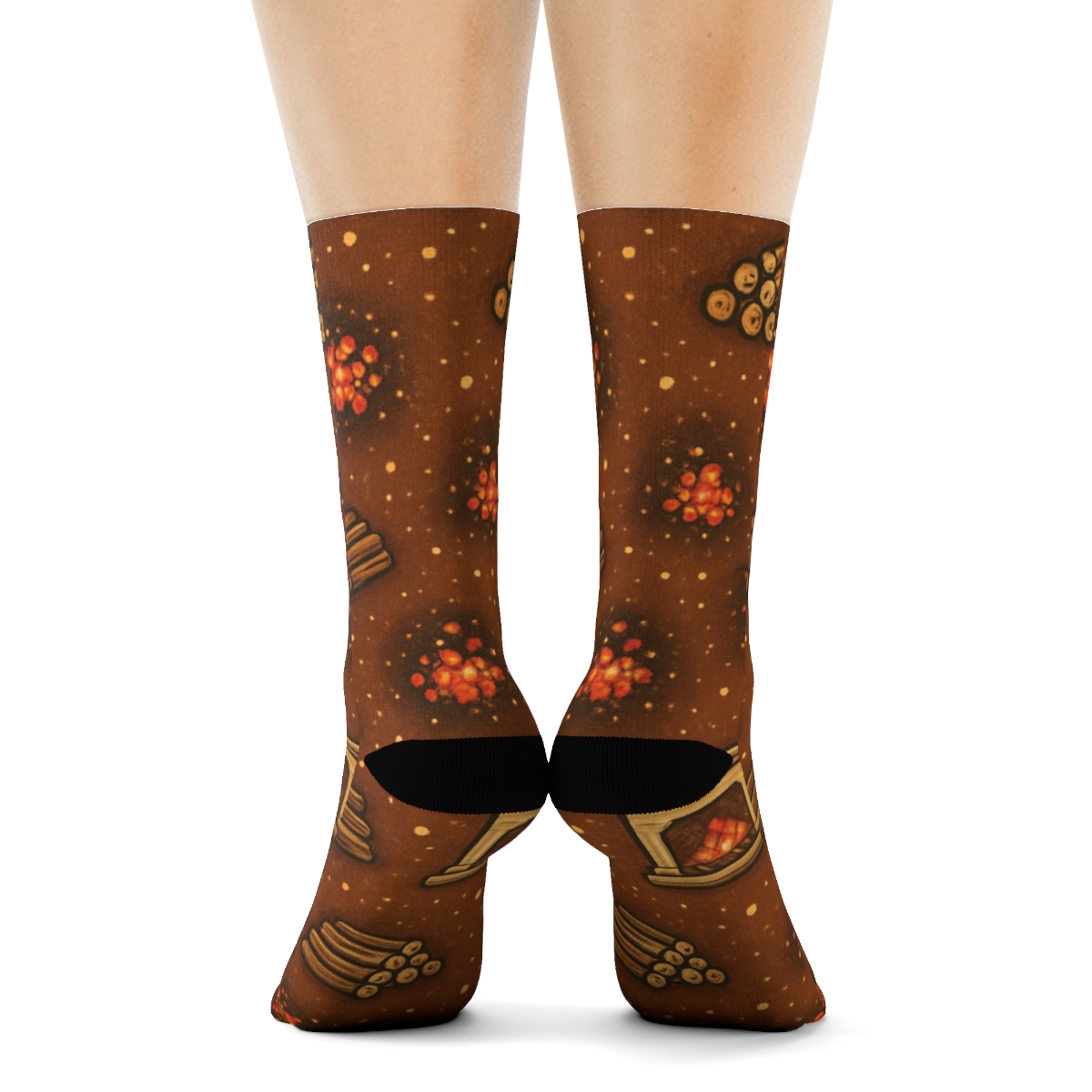 Ember Constellation Mantel Pattern With Fireplace Motifs trendy patterned crew socks