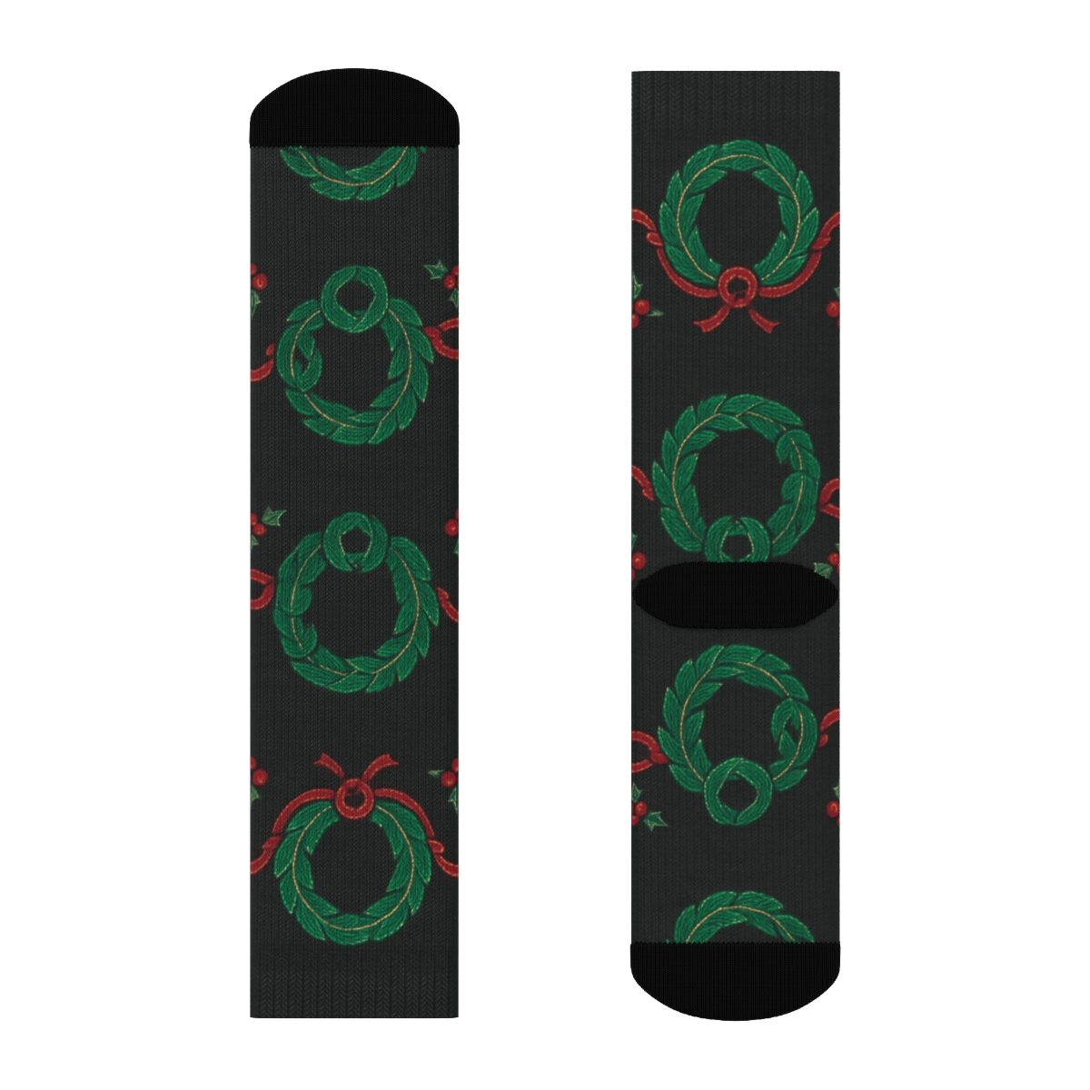 Emerald Wreath Border unique graphic crew socks