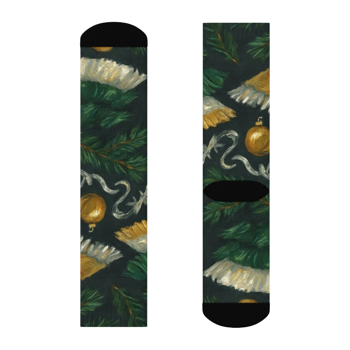 Evergreen Bough Collage With Christmas Tree Skirt Compound premium sports crew socks